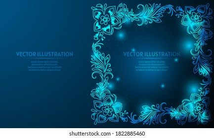flower on a dark blue background of the space with shining stars. The flower stock illustration