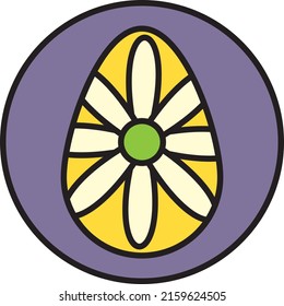 Flor en huevo de Pascua, ilustración, vector sobre fondo blanco.
