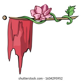 Flower on the flag. Romantic flag.