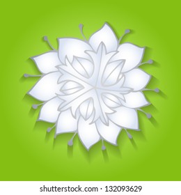Flower on green background with realistic shadow