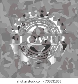 Flower on grey camouflage texture