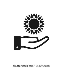 Flower on hand icon design isolated. Vector illustration