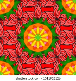 Flower on pink, red and orange. Vector gradient premium logotype. Mandala logo. Business identity concept for bio, eco company, yoga or spa salon.