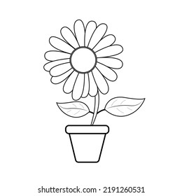 Flower On Pot Coloring Page Children Stock Vector (Royalty Free ...