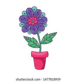 Flower on pot house plant doodle cartoon vector icon