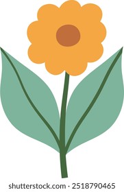 Flor no caule com a ilustração do vetor de folhas