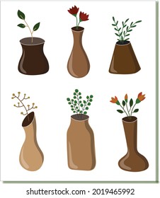 Flower on vase illustration set
