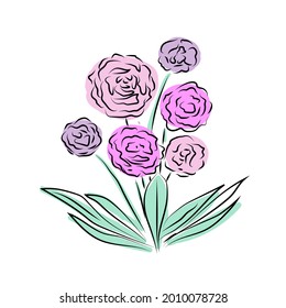 Flower on white background. Botanical detail. Vector illustration.