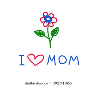 Flower on a white background. Children's drawing. Vector illustration.