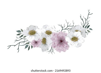 flower on white background Elements are isolated on a white background. Design for printing on cards, invitations