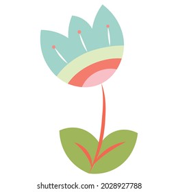 Flower on white background. Isolated design element, floral image old fashion style