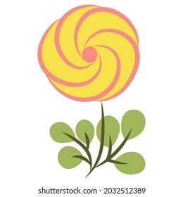 Flower on white background. Isolated design element, floral image old fashion style