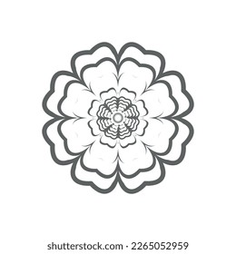 Flor sobre fondo blanco Ornamento redondo Elemento de flor abstracto para tareas de diseño creativo ilustración de Mandala Vector