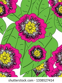 Flower on white background. Seamless pattern. Vector design