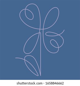 flower in the one line art for greeting cards, design of cosmetic packaging, prints, thematic design