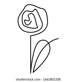 flower in the one line art for greeting cards, design of cosmetic packaging, prints, thematic design