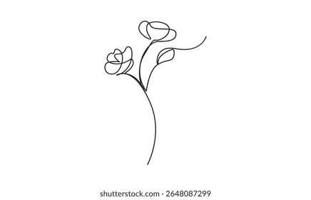 Flor em uma linha arte esboço desenho em fundo branco mínimo melhor uso para o logotipo