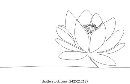 Flor una línea continua. Línea de arte de la flor de la boda contorno banner en estilo minimalista. Dibujado a mano arte vector.