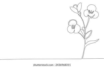 Flor una línea continua. Flor aislada sobre fondo transparente. Dibujado a mano arte vector.