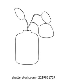 Flor de una línea de dibujo arte. Línea continua dibujando flores en un jarrón. Línea de esbozo de dibujo a mano de concepto.