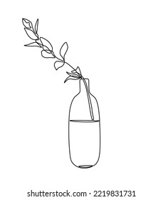 Flower one line drawing art. Continuous line drawing flowers in a vase. Concept hand drawing sketch line.