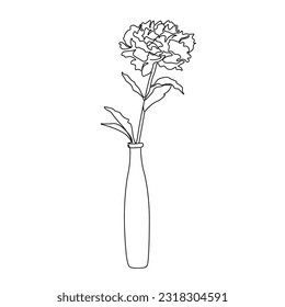 Flower one line drawing art. Continuous line drawing flowers in a vase. Concept hand drawing sketch line.