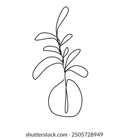 Flower one line drawing art. Continuous line drawing flowers in a vase. Concept hand drawing sketch line.