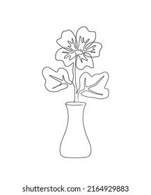 Flower one line drawing black and white art