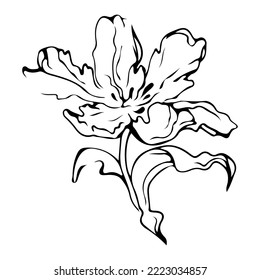 Flower One Line Drawing. Continuous Line of Simple Flower Illustration. Abstract contemporary Botanical Design Template for Minimalist Covers, t-Shirt Print, Banner, Cover. Vector EPS 10.