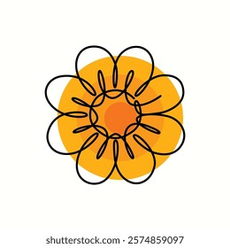 Flower one line drawing. Flower single line illustration. Flower minimalist line art