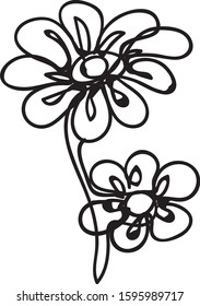 flower one line drawing style vector illustration