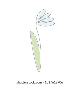 Flower one line drawing, vector illustration