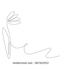Flower one line drawing, vector illustration