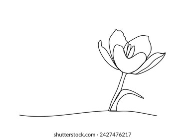 Flower one line drawing vector illustration.
