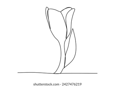 Flower one line drawing vector illustration.