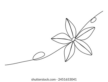 Flower, one line drawing vector illustration.