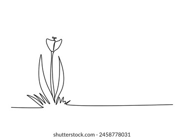 Flower, one line drawing vector illustration.