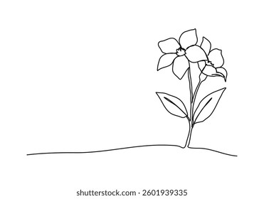 Flower, one line drawing vector illustration.