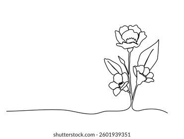 Flower, one line drawing vector illustration.