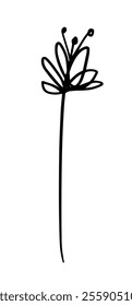 Flower one line monochrome. hand drawing. Not AI, Vector illustration.
