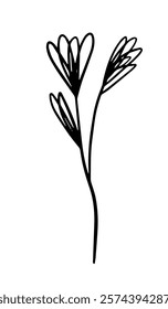 Flower one line monochrome. hand drawing. Not AI, Vector illustration.