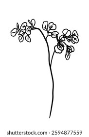 Flower one line monochrome. hand drawing. Not AI, Vector illustration.