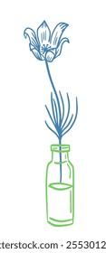 Blume in einer Linie in einer Vase. Handzeichnung. Nicht AI, Vektorgrafik.