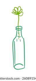 Flower in one line in a vase. hand drawing. Not AI, Vector illustration.