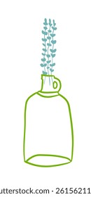 Flower in one line in a vase. hand drawing. Not AI, Vector illustration.