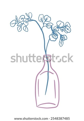 Flower in one line in a vase. hand drawing. Not AI, Vector illustration.