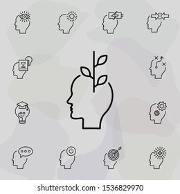 Flower, optimistic, head icon. Universal set of creative thinking for website design and development, app development