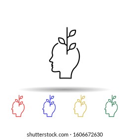 Flower, optimistic, head multi color style icon. Simple thin line, outline vector of creative thinking icons for ui and ux, website or mobile application