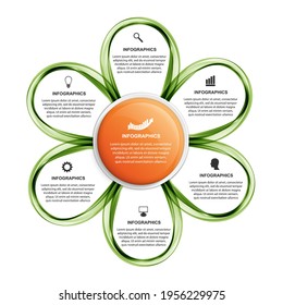 Plantilla de infografía de opciones de flor. Informe de línea de tiempo. Infografía para presentaciones de negocios o banner de información.