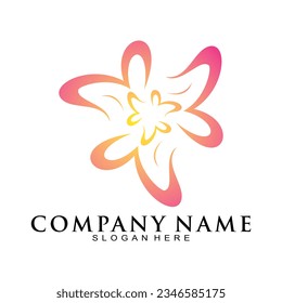Flower with orange color symbol vector logo